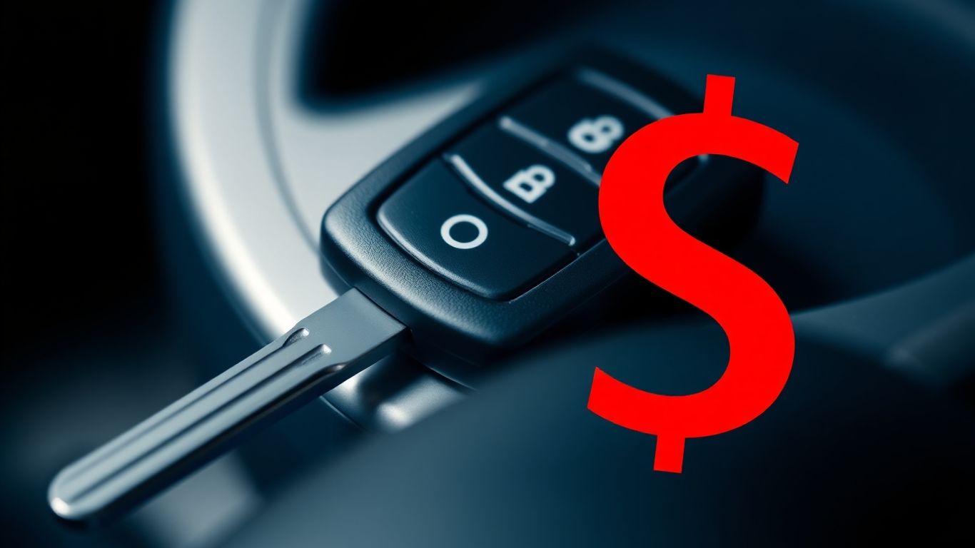 Car key with a large dollar sign over it.